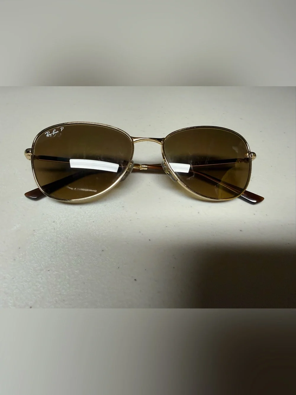 Ray-Ban Gold Frame with Brown Lenses Men's Sunglasses